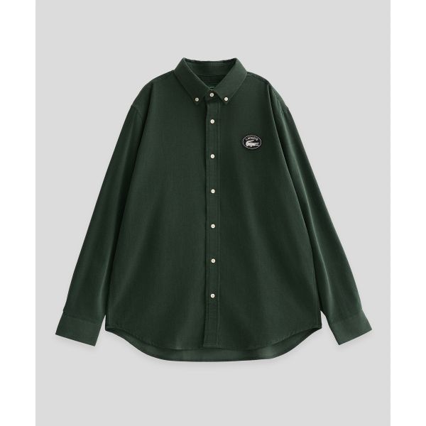 LACOSTE 라코스테 코듀로이 솔리드 셔츠 (다크 그린)