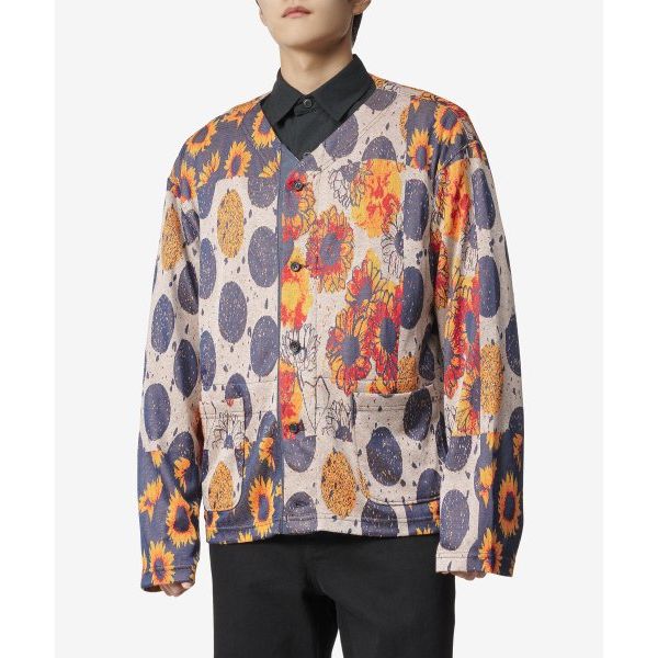 ENGINEERED GARMENTS 엔지니어드 가먼츠 썬플라워 니트 가디건 - 레드:네이비 MP108CB010
