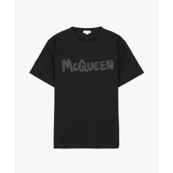 ALEXANDER MCQUEEN 알렉산더맥퀸 그래피티 반소매 티셔츠 - 블랙 794673QTABT0570